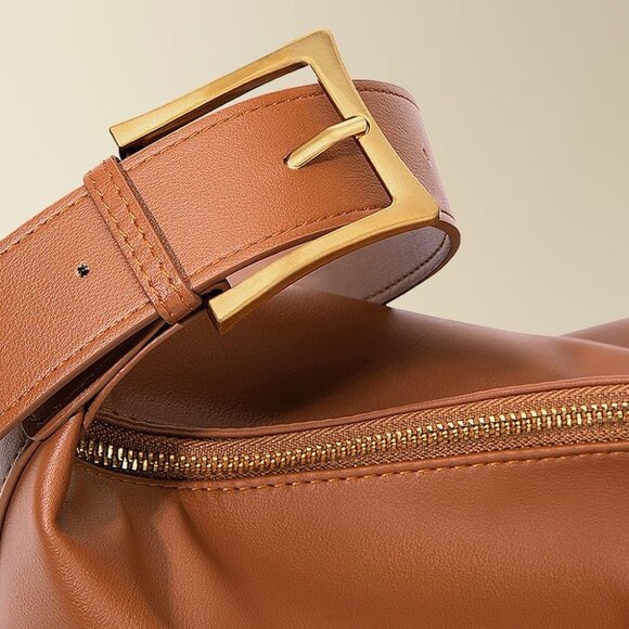 Vegan Leather Hobo Bag Women Tote Shoulder Purse Crossbody Adjustable Strap - Picture 5 of 8